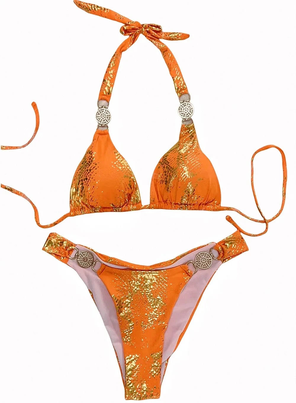 Bikini Imprimé Abstrait Jaune - Élégance et Confort Pour Vos Étés Orange / S