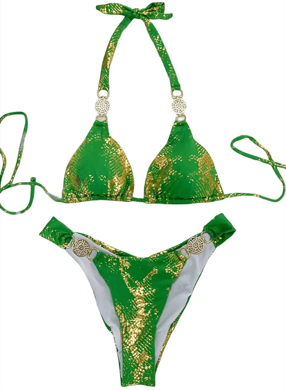 Bikini Imprimé Abstrait Jaune - Élégance et Confort Pour Vos Étés Vert / S