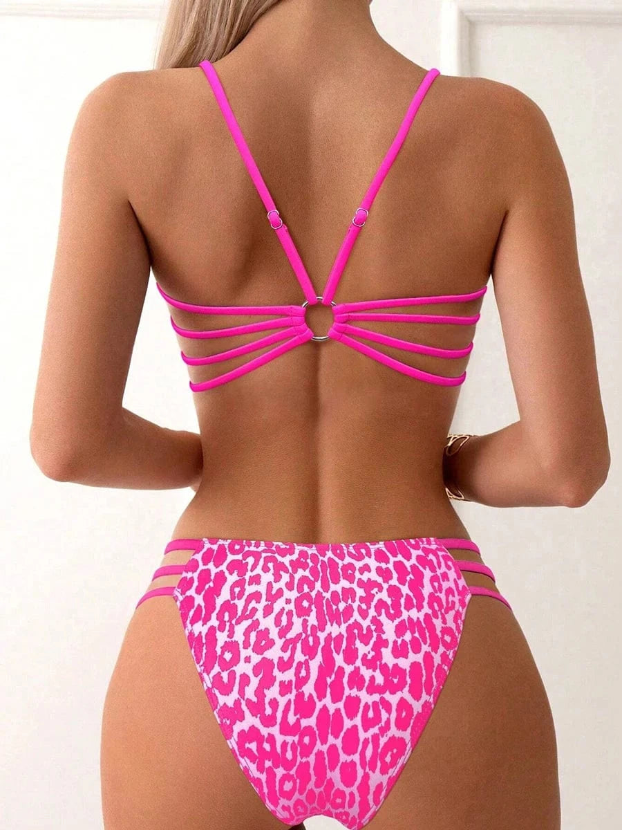 Bikini Léopard Néon Ajustable : Tendances Estivales & Confort Assuré