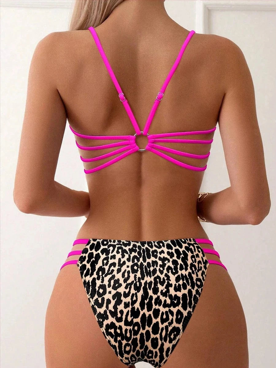 Bikini Léopard Néon Ajustable : Tendances Estivales & Confort Assuré