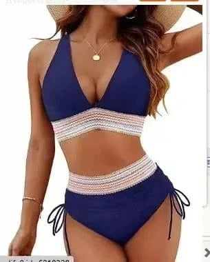 Bikini Triangle Multicolore Unique – Style Estival pour Élégance et Confort Bleu / S