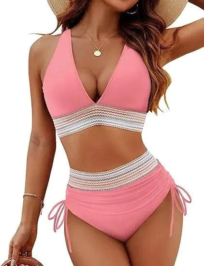 Bikini Triangle Multicolore Unique – Style Estival pour Élégance et Confort Rose Clair / S