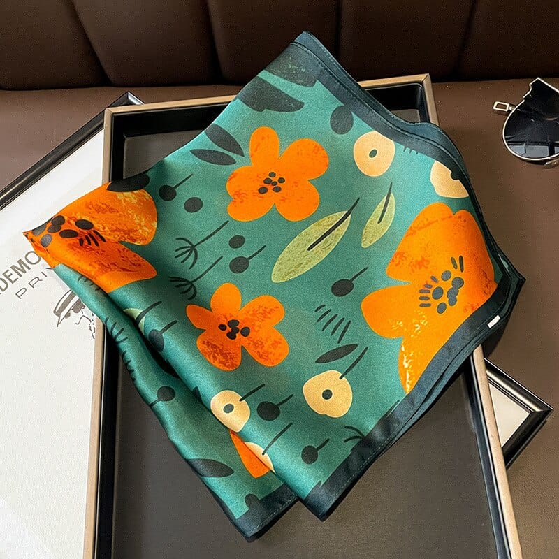 Carré 100% Soie Coquelicot Femme 53x53cm