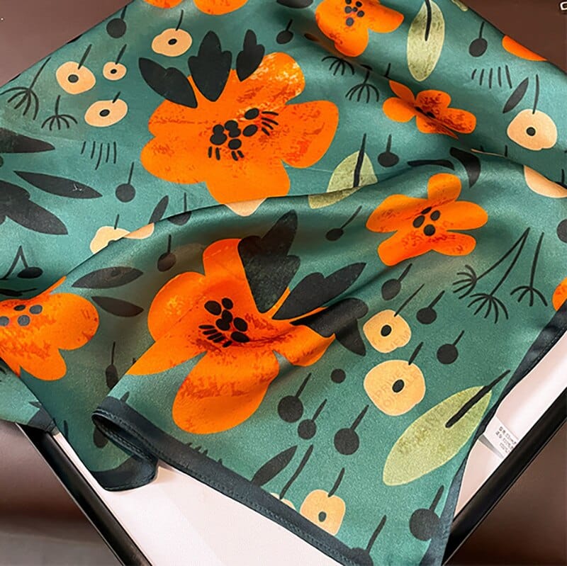 Carré 100% Soie Coquelicot Femme 53x53cm