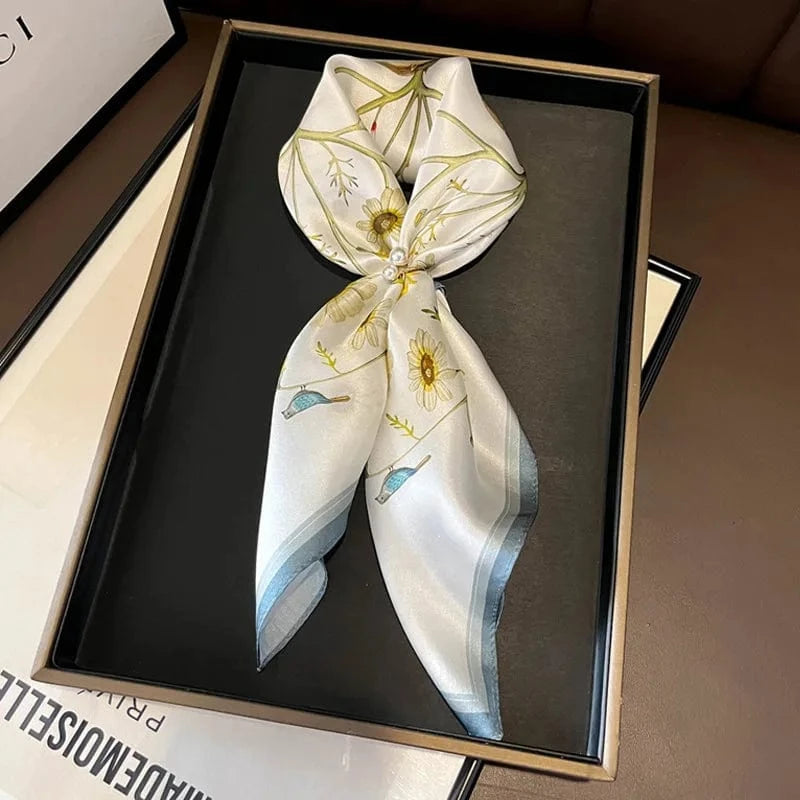 Carré 100% Soie foulard carré en soie imprimé élégant et tendance 53x53cm