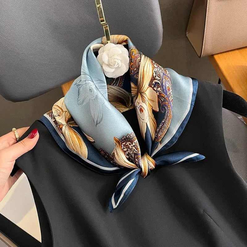 Carré 100% Soie foulard carré en soie imprimé floral premium 53x53cm