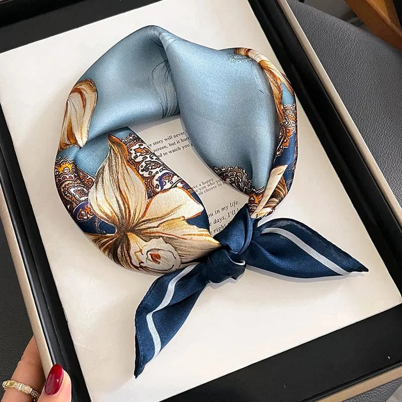 Carré 100% Soie foulard carré en soie imprimé floral premium 53x53cm