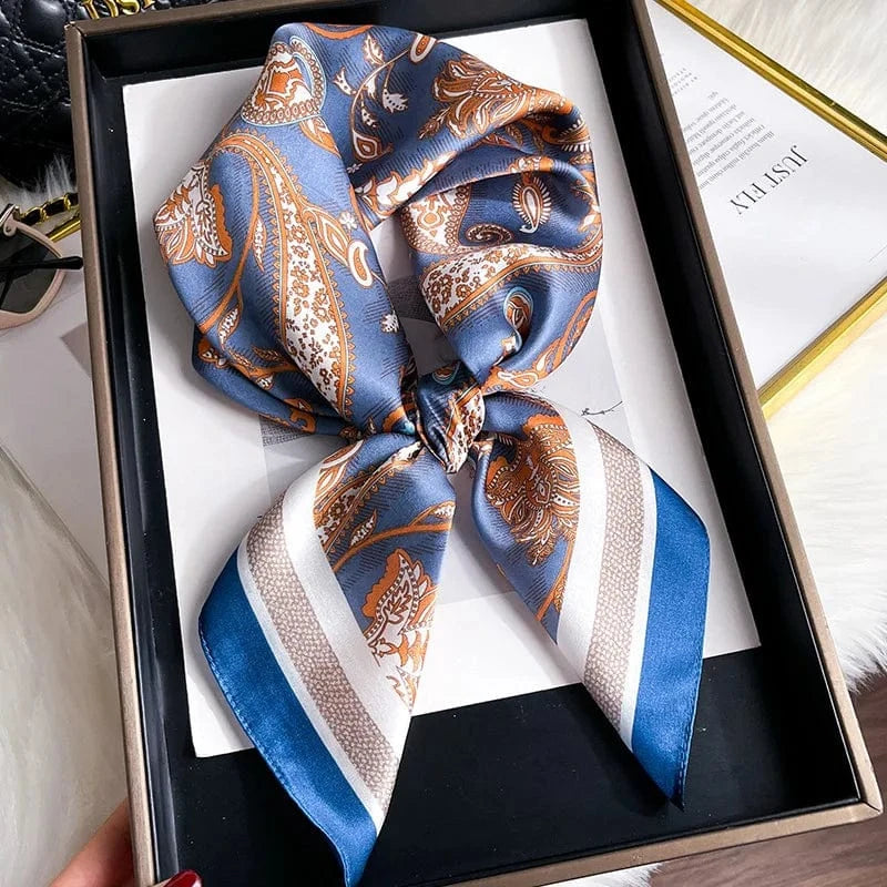 Carré 100% Soie Foulard Carré en Soie motif Cachemire 70x70cm