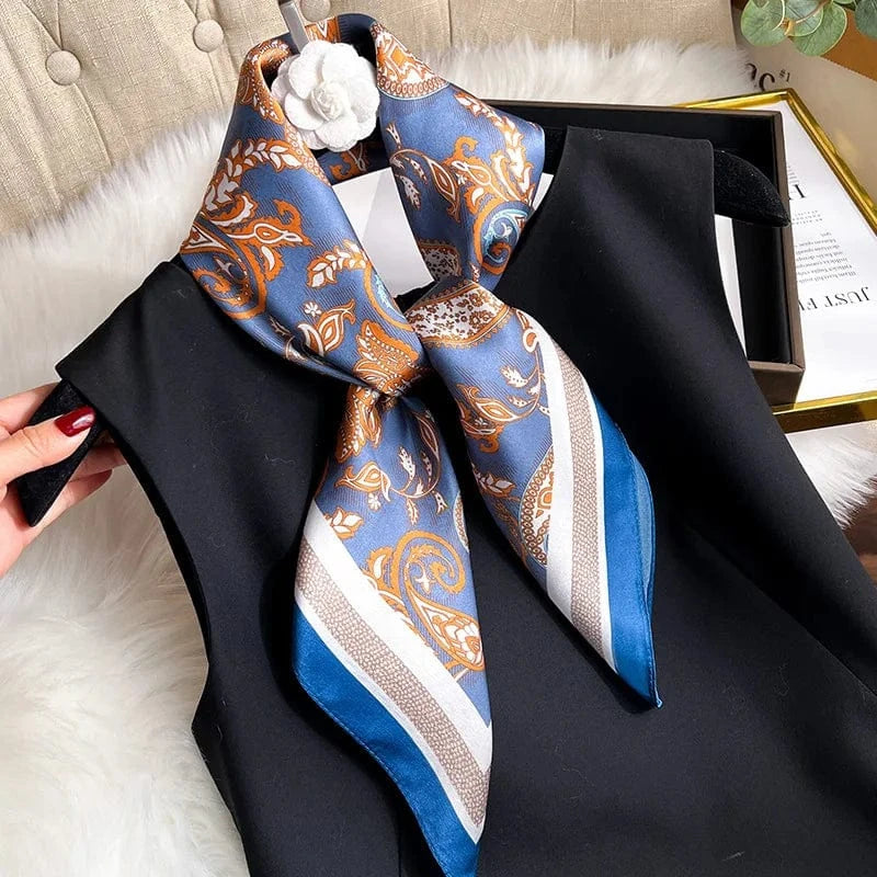 Carré 100% Soie Foulard Carré en Soie motif Cachemire 70x70cm