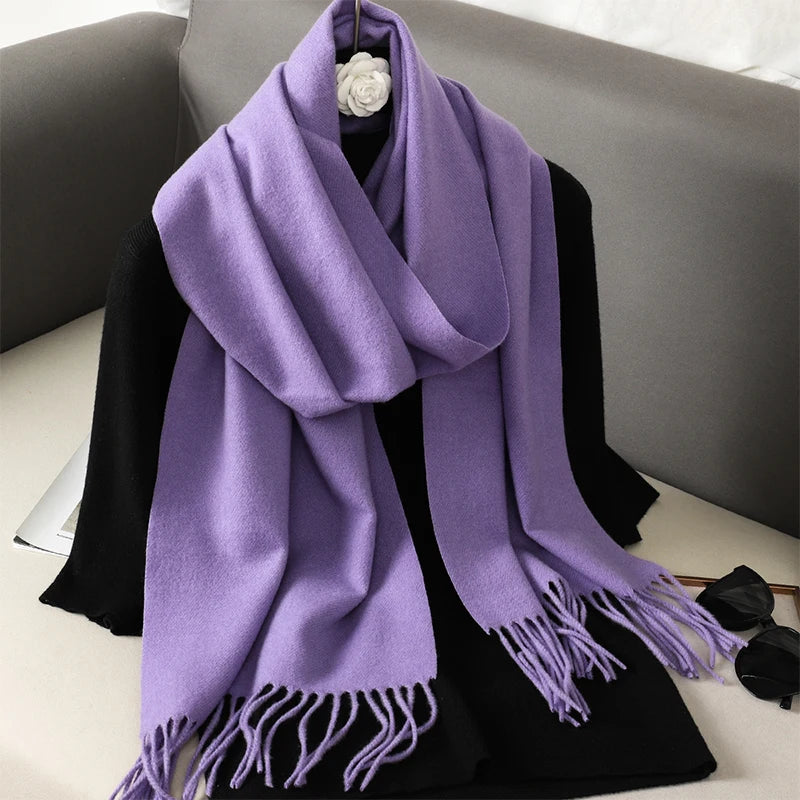 Echarpe Cachemire Lilas Velouté - Foulard Luxueux 180x30 cm