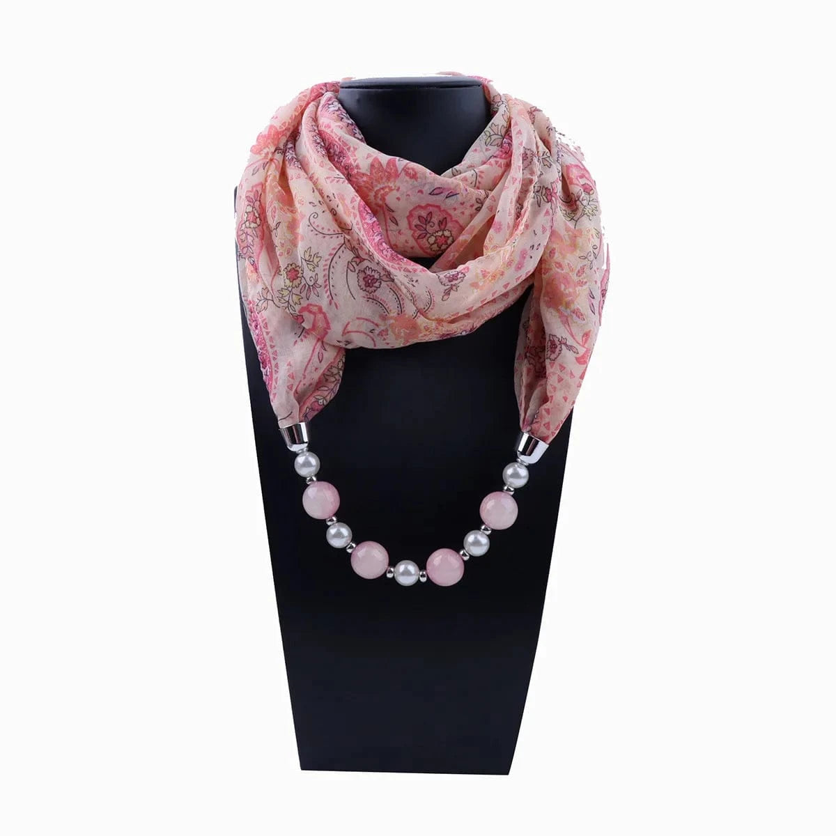 Foulard Collier Bijou Boho à Perles Multicolores Rose