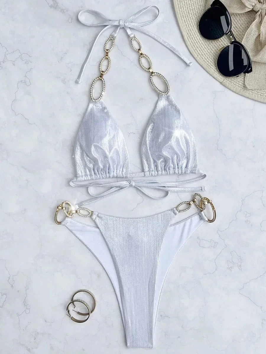Maillot de Bain Bikini Éco-Responsable Élégance Durable Blanc / XS