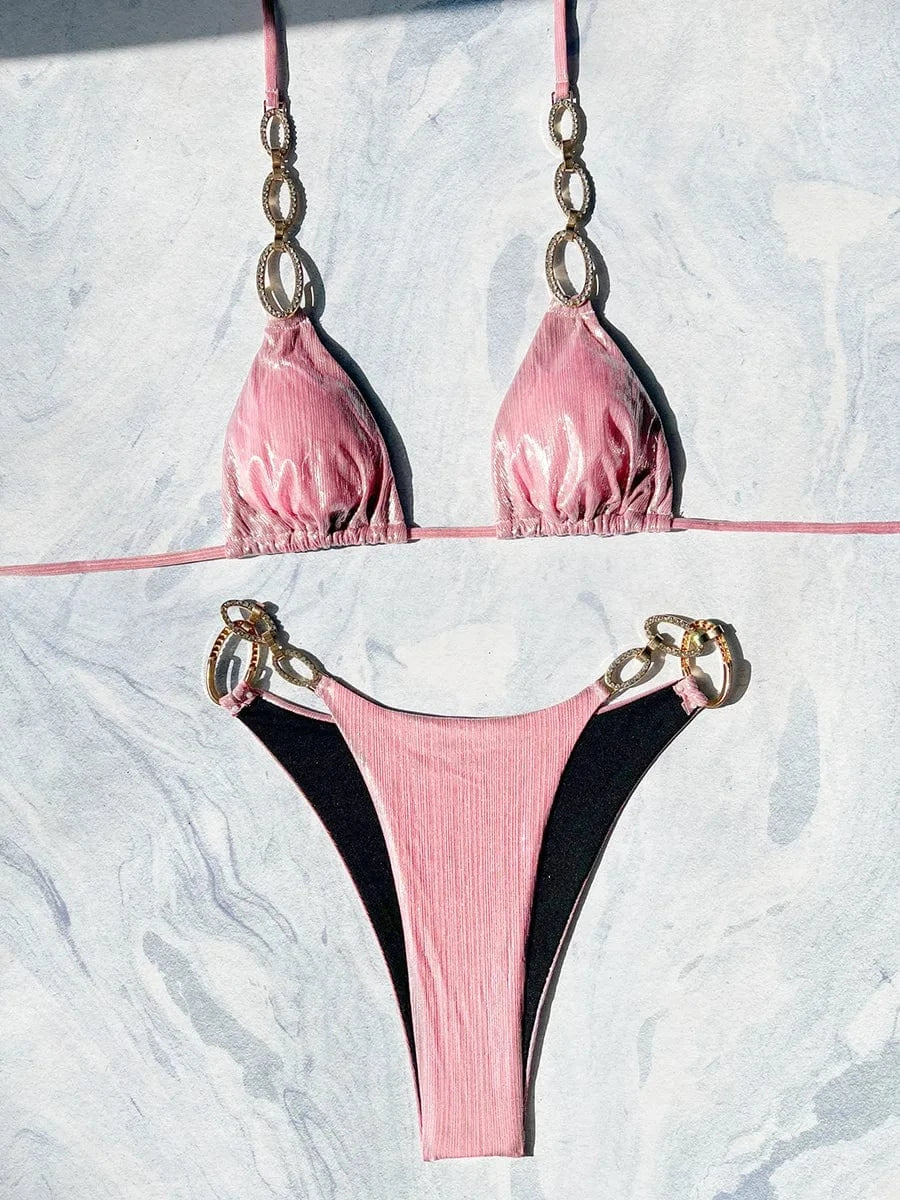 Maillot de Bain Bikini Éco-Responsable Élégance Durable Rose / XS