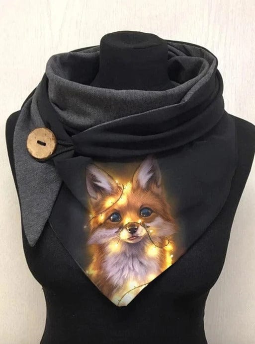 Tête de Renard | Snood Imprimé Renard Black / 135x50 cm