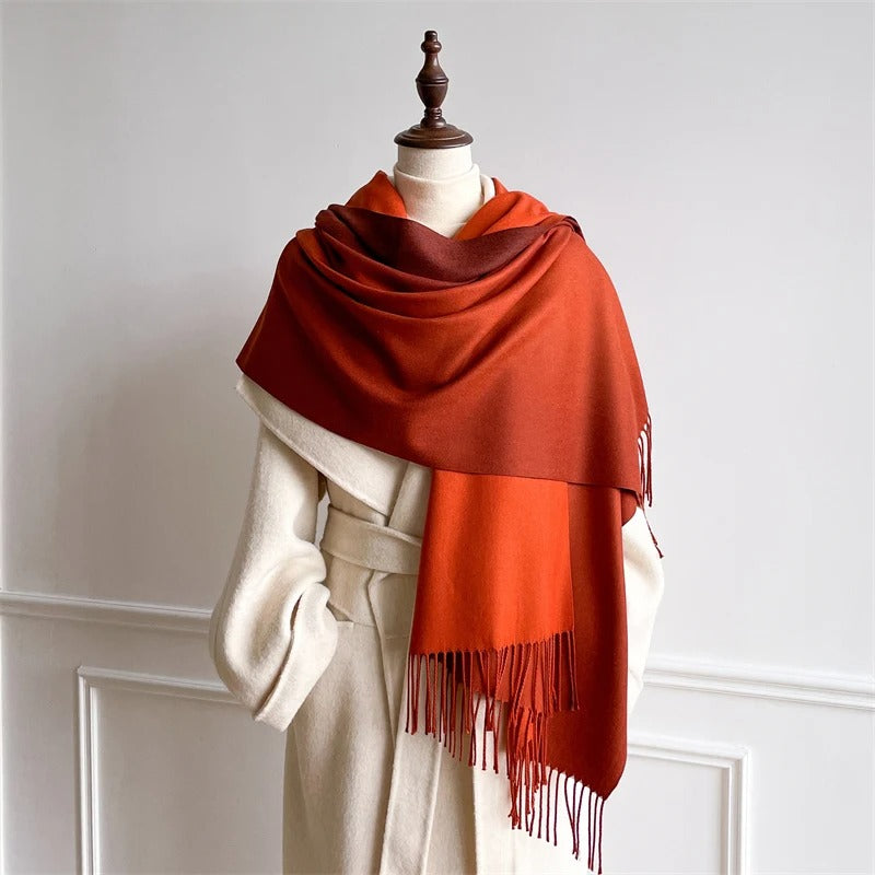Echarpe Acrylique Dégradé Bordeaux-Orange Brûlé