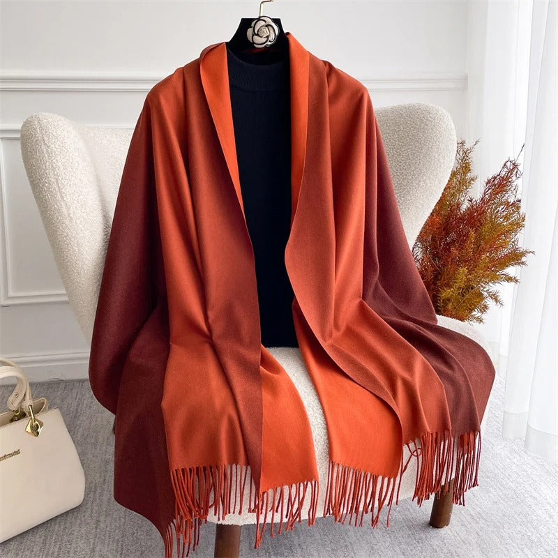 Echarpe Acrylique Dégradé Bordeaux-Orange Brûlé