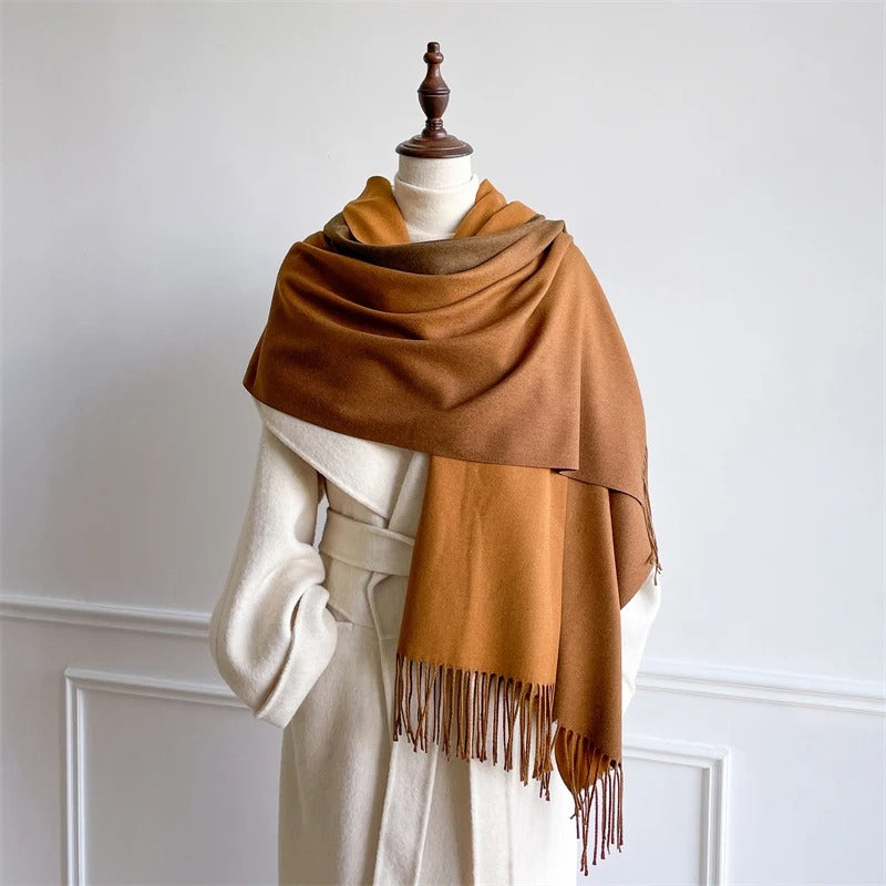 Echarpe Acrylique Dégradé Brun Chocolat Camel Doré