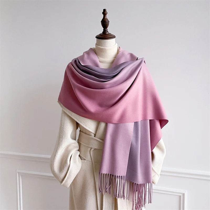 Echarpe Acrylique Dégradé Lilas Clair-Mauve-Rose Poudré 190x70 cm