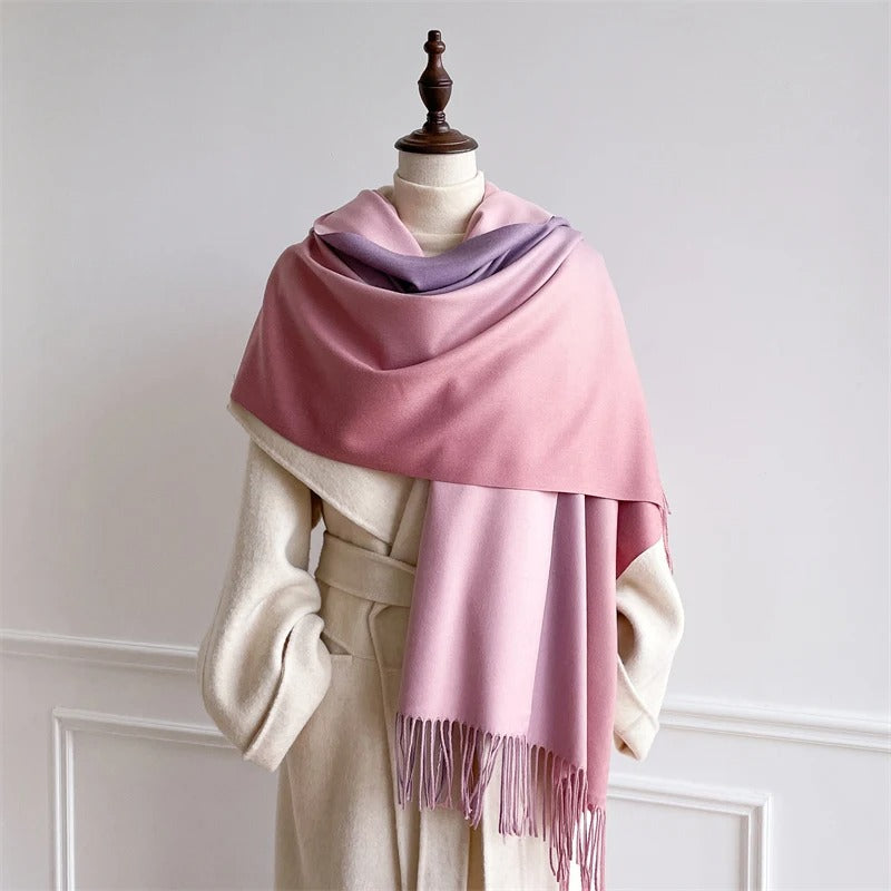 Echarpe Acrylique Dégradé Violet-Rose Satiné Foulard fluide et léger dégradé chic