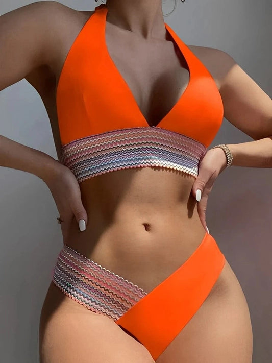 Bikini Zigzag Moderne - Élégance et Tendance pour l'Été 2025 Orange / S