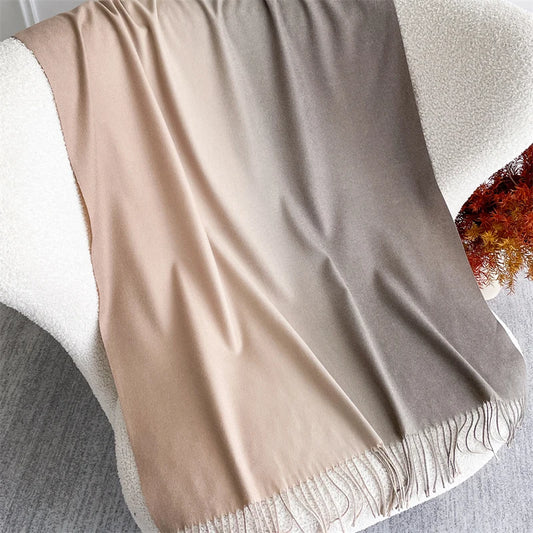 Echarpe Acrylique Dégradé Beige Rosé Clair - Taupe Clair - Gris Taupe Satiné