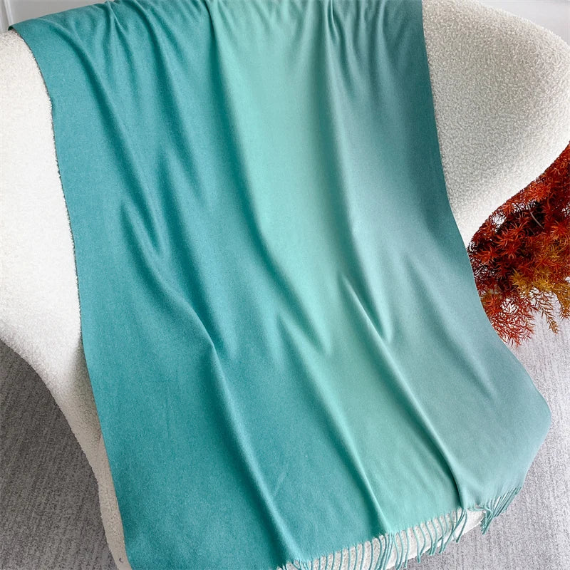 Echarpe Acrylique Dégradé Bleu-Vert Turquoise Menthe