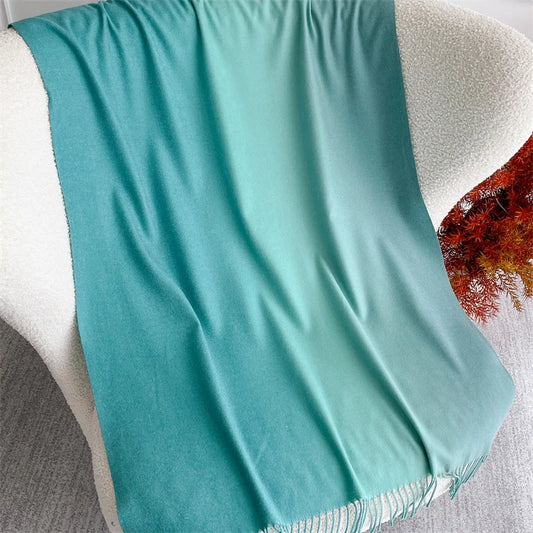 Echarpe Acrylique Dégradé Bleu-Vert Turquoise Menthe