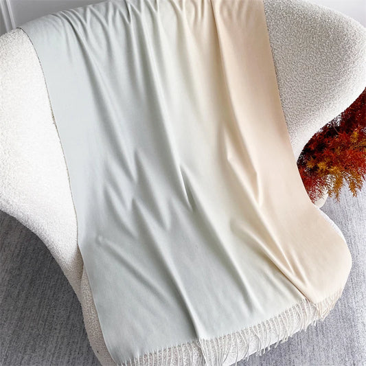 Echarpe Acrylique Dégradé Gris Bleu Pastel - Beige Rosé Crème 190 cm x 70 cm