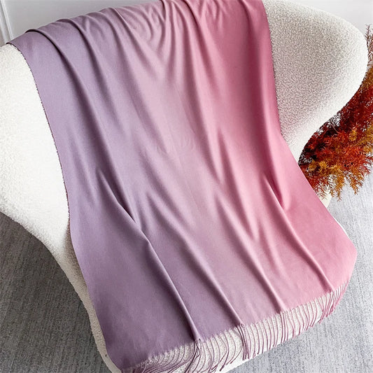 Echarpe Acrylique Dégradé Lilas Clair-Mauve-Rose Poudré 190x70 cm