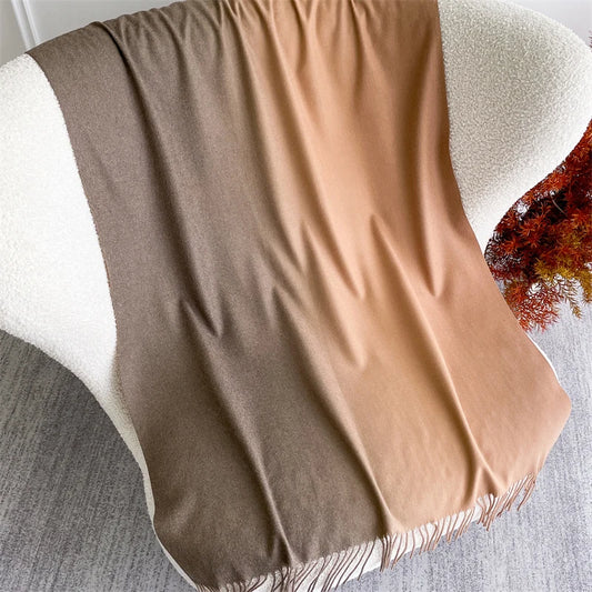 Echarpe Acrylique Dégradé Marron-Caramel-Nude - Foulard chic à drapé fluide