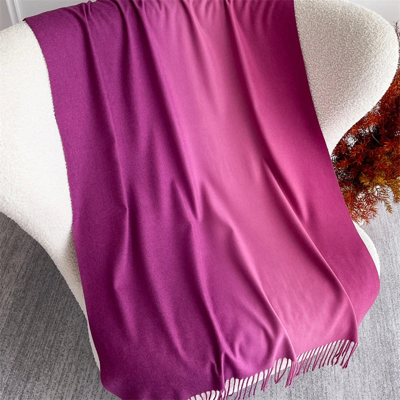 Echarpe Acrylique Dégradé Prune-Magenta-Framboise – Longue 190 cm à Franges