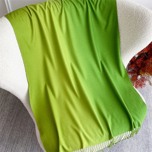 Echarpe Acrylique Dégradé Vert Lime Émeraude 190x70