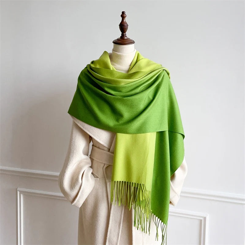 Echarpe Acrylique Dégradé Vert Lime Émeraude 190x70