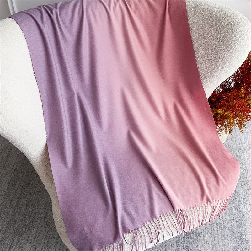 Echarpe Acrylique Dégradé Violet-Rose Satiné Foulard fluide et léger dégradé chic