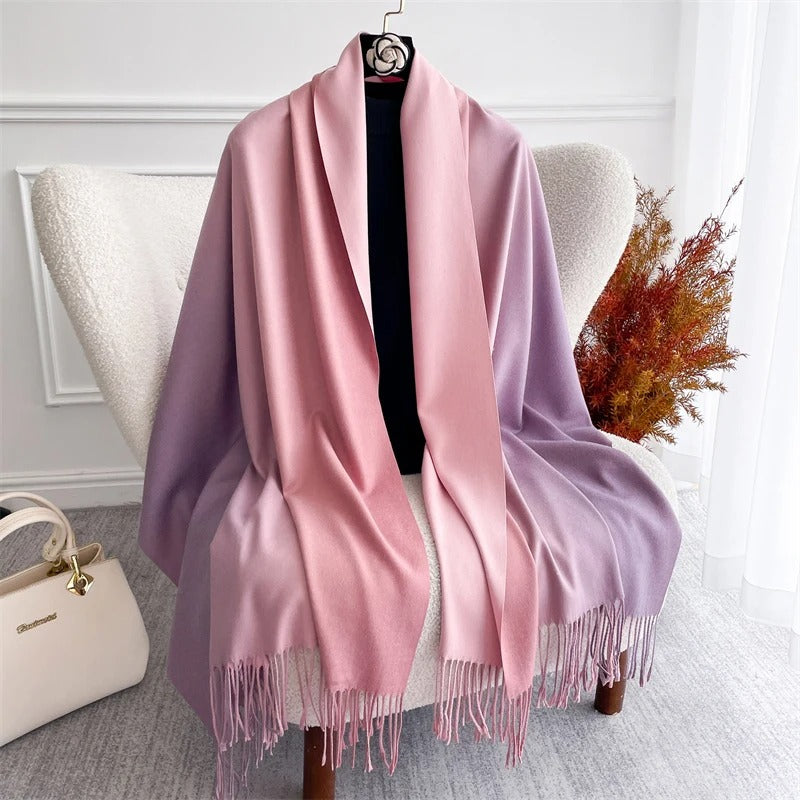 Echarpe Acrylique Dégradé Violet-Rose Satiné Foulard fluide et léger dégradé chic