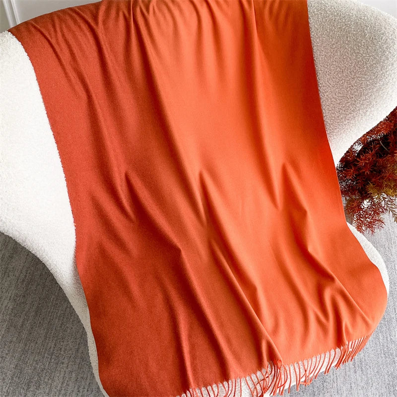 Echarpe Acrylique Orange Corail Longue 190 cm – Foulard Doux, Drapé Fluide et Frange