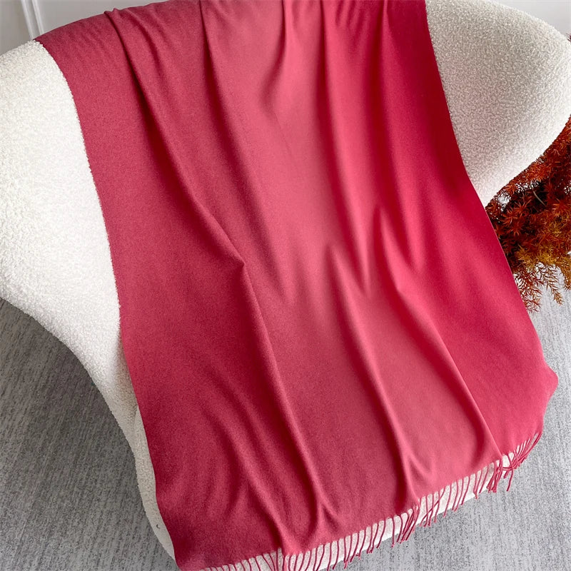 Echarpe Acrylique Rose Fuchsia Profond - 190cm x 70cm, Frangée et Satinée