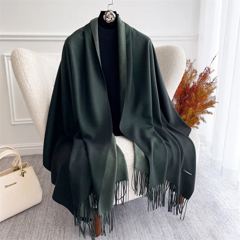 Echarpe Acrylique Vert Forêt Profond 190x70 cm – Satinée et Drapée