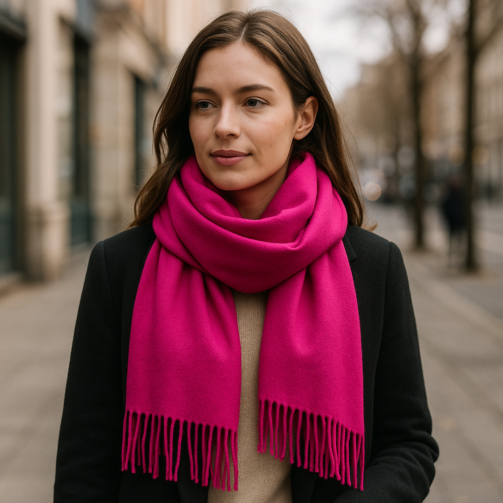 Echarpe Cachemire Fuchsia Nova - Veloutée et chic, 180 cm