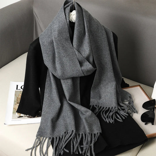 Echarpe Cachemire Gris Ardoise Éclipse - Foulard long, velouté et chic