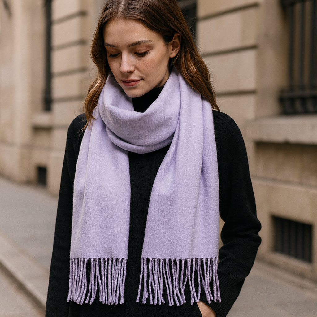 Echarpe Cachemire Lilas Pastel – Veloutée Lavande Pâle