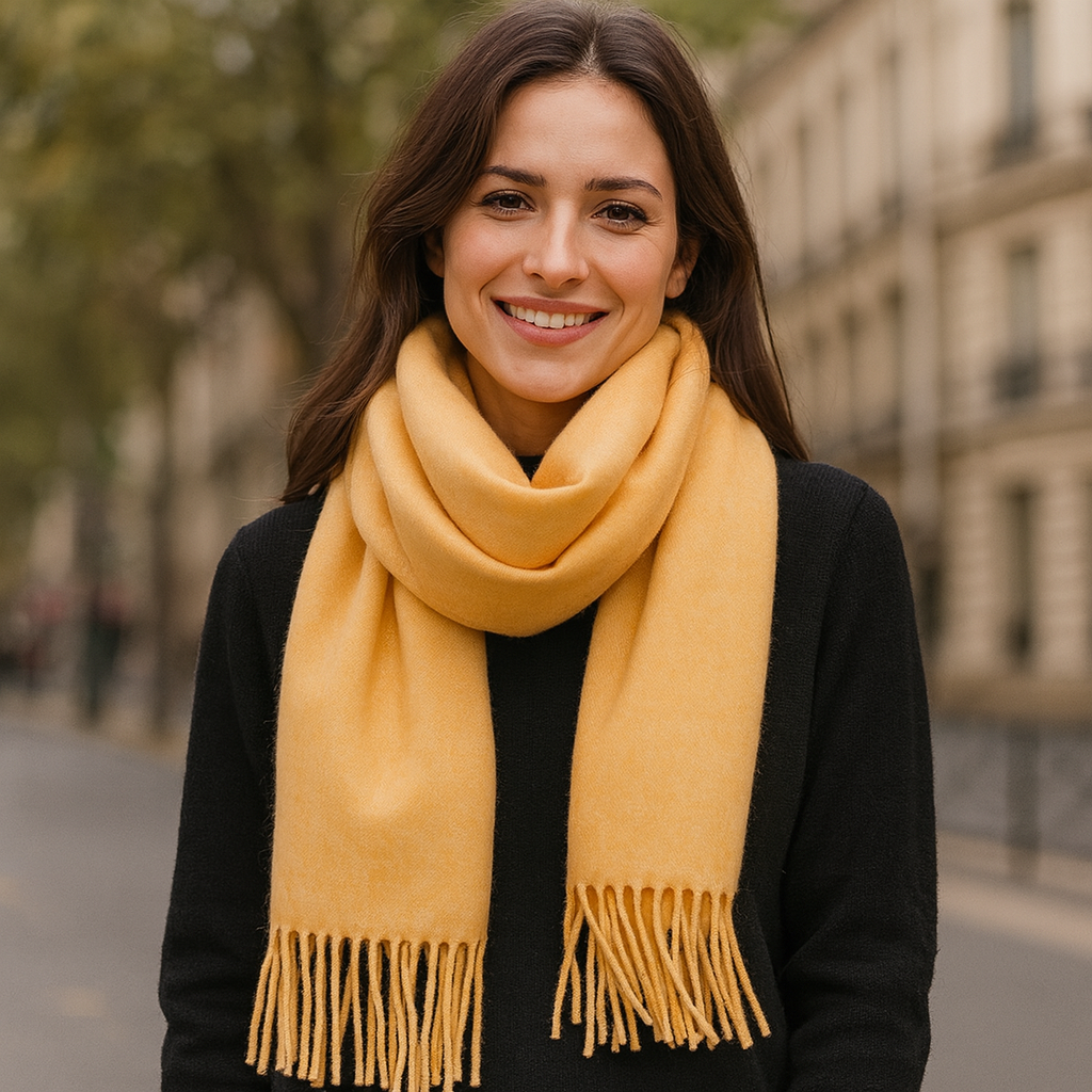 Echarpe Cachemire Peche Veloute - Écharpe longue 180 cm x 30 cm, couleur pêche pastel chaude