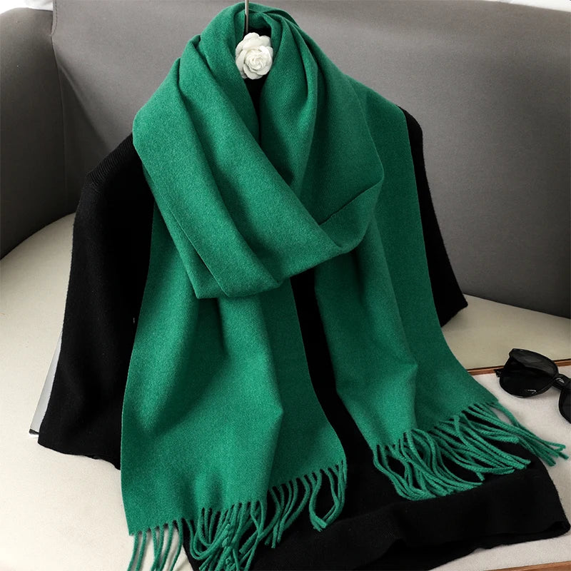 Echarpe Cachemire Vert Emerald – Foulard long velouté 180 cm, uni