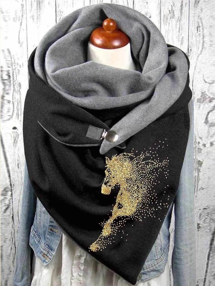 Silhouette Cheval - Snood Noir à Bouton Black / 150x75 cm
