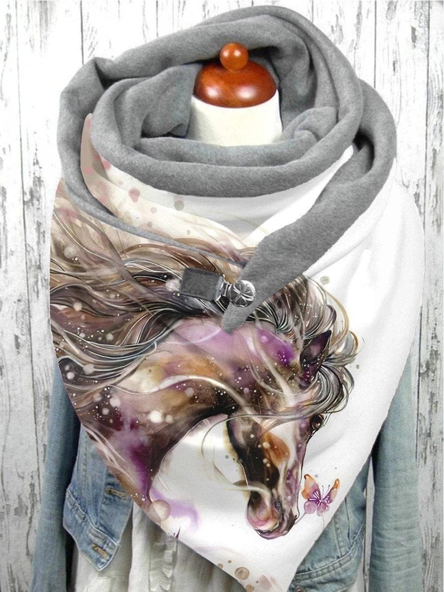 Tête de Cheval Etincellant | Snood Design Cheval WHITE / 150x75 cm