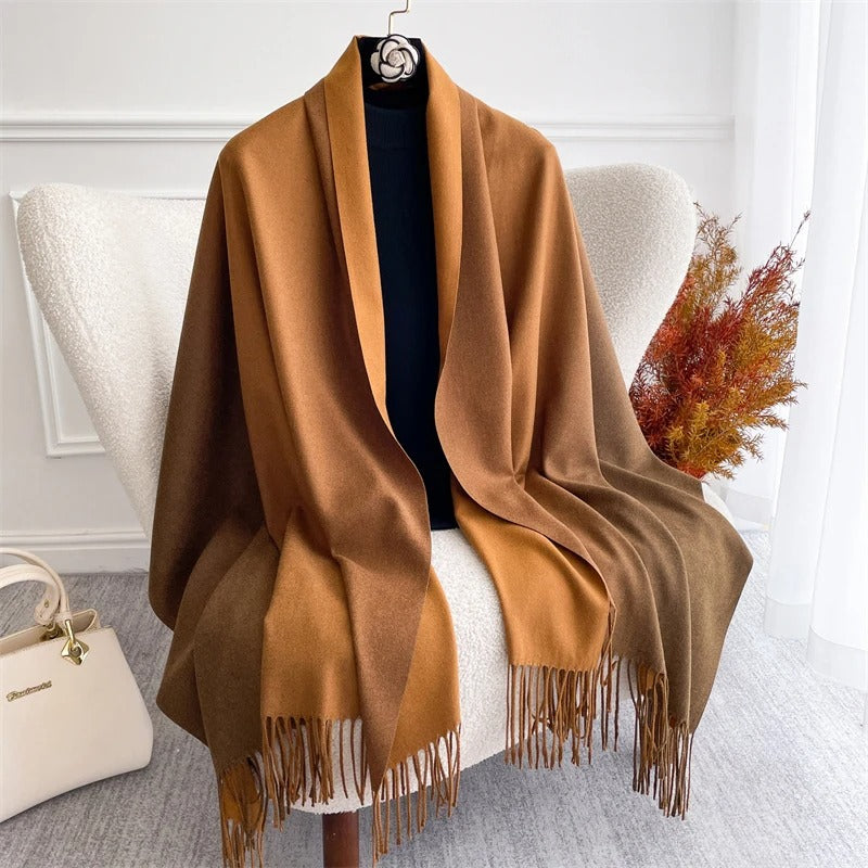 Echarpe Acrylique Dégradé Brun Chocolat Camel Doré