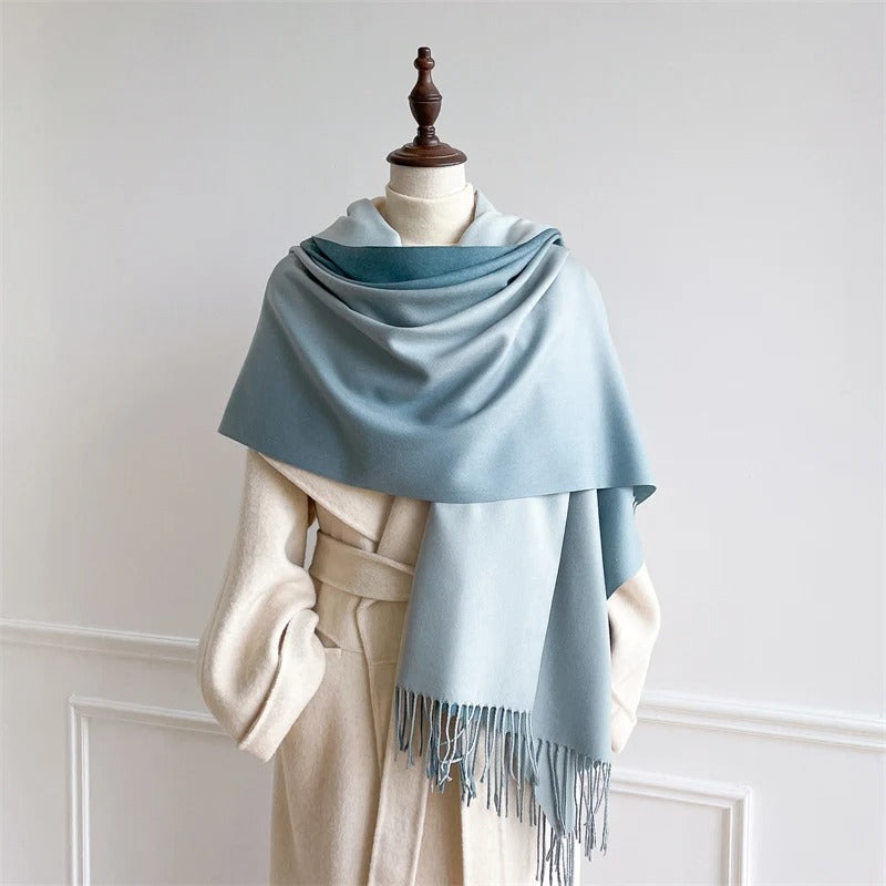 Echarpe Acrylique Dégradé Bleu Ciel - Bleu Ciel Pastel Doux et Velouté